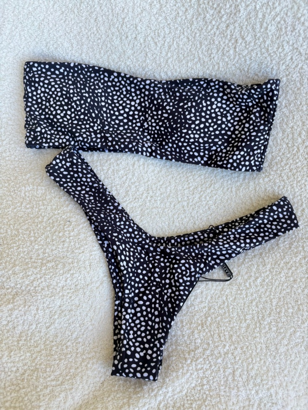 Speckled Bandeau Strapless Bikini Set - Black & White